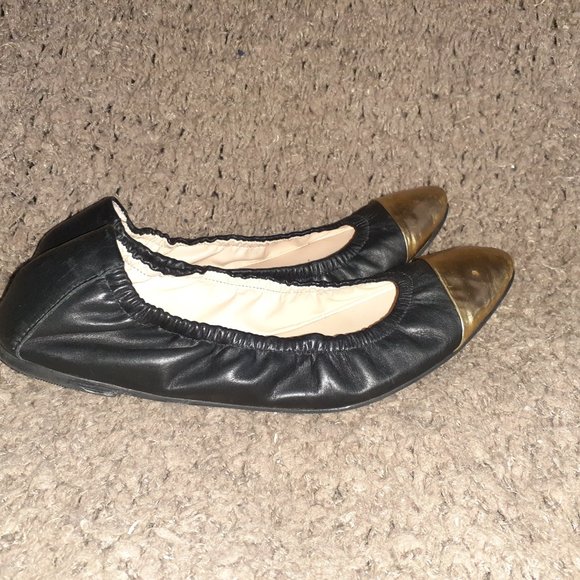 LOEFFLER RANDALL-Grier-Black Calfskin Leather w/Gold Cap Toe-Sz 7B-Excellent - Picture 4 of 7